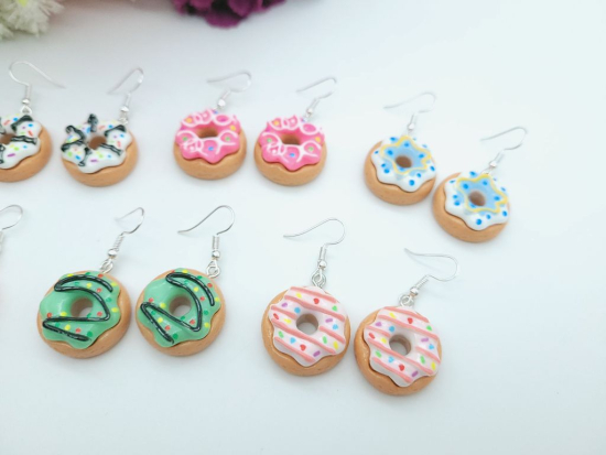 Donut Ohrringe bunte Glasur